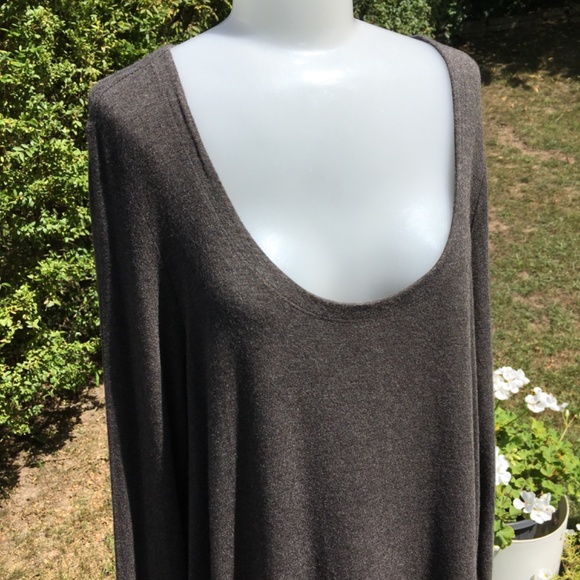 Eileen Fisher Scoop Neck Tunic Top Heathered Brown XL - Picture 5 of 9